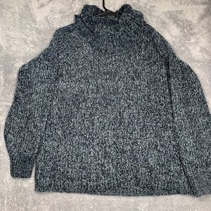 AnyBody Women's Chenille Turtleneck Sweater Size M Gray Black Marled Long Sleeve